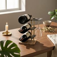 Decorative Bottle Display Stand Vintage Freestanding Beverage Stand Artistic 3-Bottle Beverage Rack for Entryway, Dining Room