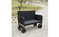 Convertible Camping Wagon 2-in-1 Folding Cart with Seat Wagon with Seats Portable Lounge Cart Quick-Fold for Campers, Picnics