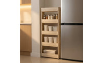 Narrow Rolling Cart Five-Tier Storage Cart Space-Saving Rolling Storage Rack for Washroom, Laundry Room, Apartments