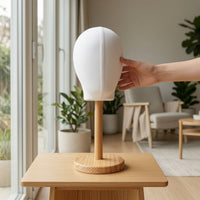 Mannequin Head with Wooden Base Hairpiece Stand with Wooden Base Compact for Milliners, Retailers, Styling Practice