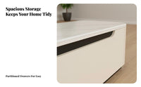 Sintered Stone TV Stand and Coffee Table Solid Wood Construction Cream Design Living Room Combo Scratch-Resistant Sintered Stone Top TV Cabinet