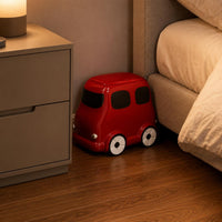 Bus Trash Can Removable Liner Press-Open Trash Can Window-Style Cutouts Rolling Recycling Bin for Home
