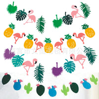 Tropical Flamingo Pineapple Cactus Non-Woven Birthday Banner Garland