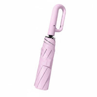 Waterproof Automatic Folding Umbrella Fiberglass Ribs Hook Handle Umbrella Black-Coated Weather Accessory