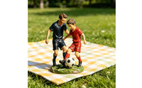 Father and Son Soccer Statue Family Scene Football Player Statue Hand-Painted
