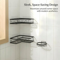 Corner Shower Storage Rack 2 Tier, No Drill Organizer with Soap Dish Holder, Carbon Steel Hook Mounted for Toiletries and Cosmetics Wall Shelves