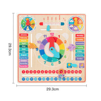 Wooden Calendar Clock Hands-on Learning All in One Calendar Board Hands-On Educational Influenced Educational Toy for Young Children, Homeschool