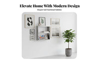 Decorative Background U-Shaped Floating Ledge Modern Design Wall Shelf Space-Saving Storage Rack Multi-Purpose for Collectors, Decorators, Homeowners, Living Room, Bedroom, Kitchen, Bathroom