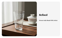 Stylish Design Chinese Calligraphy Glass Cup Pure Glass Tumbler with Lid and Straw Portable for Adults, Commuters, Home, Office, Kitchen