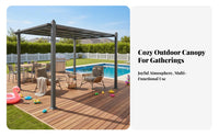 Aluminum Frame Pavilion Waterproof Solid Roof Gazebo Sun Protection Outdoor Shelter for Homeowners, Entertainers, Courtyard, Backyard, Poolside