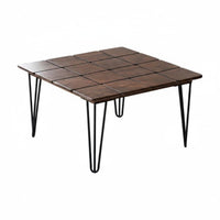 Rustic Design Tiled Wood Top Table Wabi-Sabi Design Living Room Furniture Long-Lasting Handmade for Tea Lovers, Apartment Dwellers, Homeowners, Small Areas, Lounge Area, Bedroom