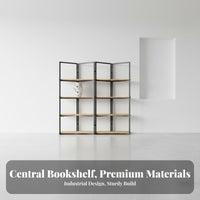 Room Divider with Shelves Minimalist Design Industrial Room Divider Bookcase Multi-Functional Freestanding Partition Screen for Retail Store, Entryway