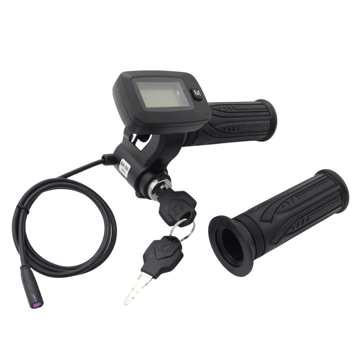 Right-Side Throttle Grip with LCD Display Anti-Slip Electric Bicycle Throttle with LCD Display Universal Controller Compatible for Commuters, Handlebar Replacement