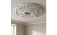 Imitation Plaster Pendant Light Canopy Beaded Border Decorative Ceiling Mount Concentric Detailing Ceiling Lamp Plate White
