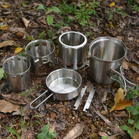 AOTU Outdoor Portable Wood Burning Stove Cookware Set Stainless Steel Camping Stove Pot AT6390