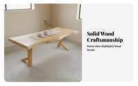 Untreated Edge Dining Table Artistic Design Solid Wood Slab Table Sturdy and Hard-Wearing Home Furniture for Homestay Managers, Families, Cafe