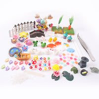 118-Piece Pond Moonlight Micro Landscape Ornament Set with Stars, Moon, Lotus, Frogs, and Swans