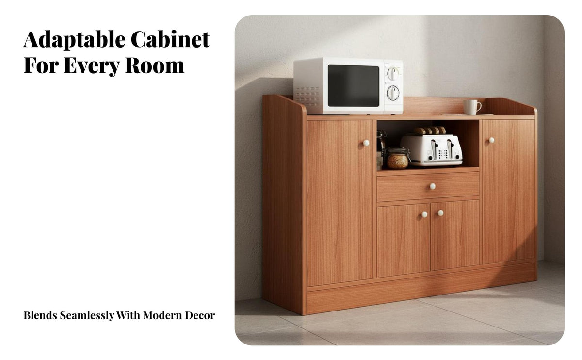 Living Room Tea Cabinet Multi-Functional Sideboard Buffet Cabinet Resilient and Sturdy Wooden Storage Sideboard for Apartment Dwellers, Renters