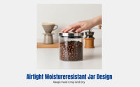 Transparent Glass Storage Jar with Stainless Steel Lid, Airtight Container for Grains, Candy, Tea, Modern Minimalist Kitchen