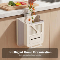 Foldable Hanging Trash Can Space-Saving Foldable Kitchen Garbage Can Cabinet Door Waste Bin Easy to Install for Bathroom, Car