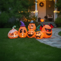 Outdoor Halloween Inflatable Pumpkin with Blower Lighted Inflatable Pumpkin Row Large Yard Decoration LED-and for Lawn