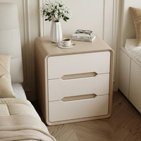 Integrated Handles Modern 2-Drawer Nightstand Scratch Resistant Tech Cloth Cream Design Bedside Cabinet Bedroom Furniture