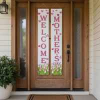 2 Pieces Festive Atmosphere Joyful Mother's Day Porch Banners Easy to Hang Mother's Day Door Couplets Reusable Holiday Decoration for Yard