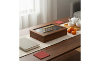 Multi-Section Candy and Nut Platter Solid Wood Wooden Compartment Snack Dish Chinese New Year Design Divided Serving Tray with Lid for Holidays