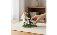 Wedding Cake Topper Resin Cake Topper with Cycle Elegant Couple Figurine for Brides, Bridal Shower