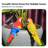 Vibrant Colors Resin Macaw Sculpture Realistic Design Resin Parrot Statue Hand-Painted for Gardeners, Yard, Patio, Balcony