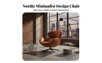 Nordic Design Upholstered rotating Armchair Modern aesthetic Single Sofa Ergonomic spine supportrest Lounge Chair Plush paddinging for Adults, Homeowners, Readers, Bedroom, perusing alcove, Home Office