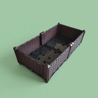 6-Pack Planter Box Set 40cm Rattan Outdoor Planters for Balcony, Large Planters for Outdoor Plants Indoor , Deck Flower Boxes for Vegetables Herbs