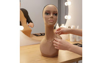 Mannequin Head Skin-Toned Display Head Elongated Mannequin Bust for Merchandisers