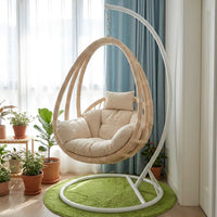 Rattan Hanging Egg Chair with Stand, Garden Egg Chair Outdoor Rattan Swing Egg Chair, Metal Frame Patio Conservatory Hanging Chair