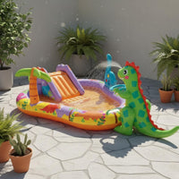 PVC Material Dinosaur Water Play Hub Easy to Set up Dinosaur Play Hub Bright Multicolor Design for Backyard