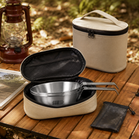 Stainless Steel Sierra Cup Foldable 6-Piece Set Camping Tableware Set For Solo Campers & Hikers