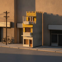 Weathered HO Scale Building Vintage Architectural Model Kit 1:87 HO Scale Model House Paintable for Diorama Builders, Hobbyists, Street Scenes, Dioramas