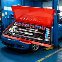 Quick-Release Socket Wrench Set with Metal Case Portable Ratchet and Socket Set Professional Mechanics Tool Kit for Car Owners
