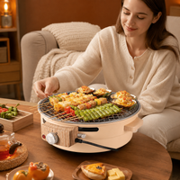Portable Smokeless Tabletop Grill - Dual-Use Electric & Charcoal Home BBQ for Indoor Grilling