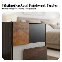 Patchwork Front Cabinet Retro Look Bedside Table Modern aesthetic for Homeowners