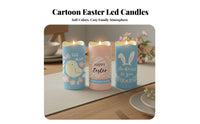 3 Pieces Easter Decorative Candles Easter LED Candle Set Selectable LED Pillar Candle Set for Mantelpiece, Living Room