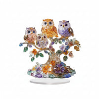 Acrylic Ornament with Owl Design Multicolor Owl Tabletop Ornament Desktop Plaque with Base Translucent 2D for Bird Lovers, Desk