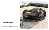 4 Pieces Waterproof 4-Piece Woven Sofa and Chair Set Outdoor Furnishing weather-resistant Garden Seating Group long-lasting Frame for Hotel Managers, Business Owners, Balcony, Patio, Terrace, rearyard