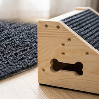 Dog Steps for Bed and Sofa with Solid Wood Construction, Compact Pet Stairs for Small Non-Slip Surface for Climbing, Wooden Ramp