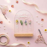 Acrylic Mom Plaque Crystal Clear Floral Table Ornament Unique Design Acrylic Desk Sign for Tabletop Decor