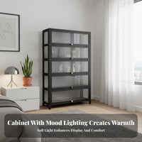 particle-proofresistant Glass Door Storage one-piece Floor-Standing Tall Cabinet with Transparent Doors Modern design book storage cabinet Easy to Clean for Collectors, Book Lovers, Office Workers, Study Room, Bedroom
