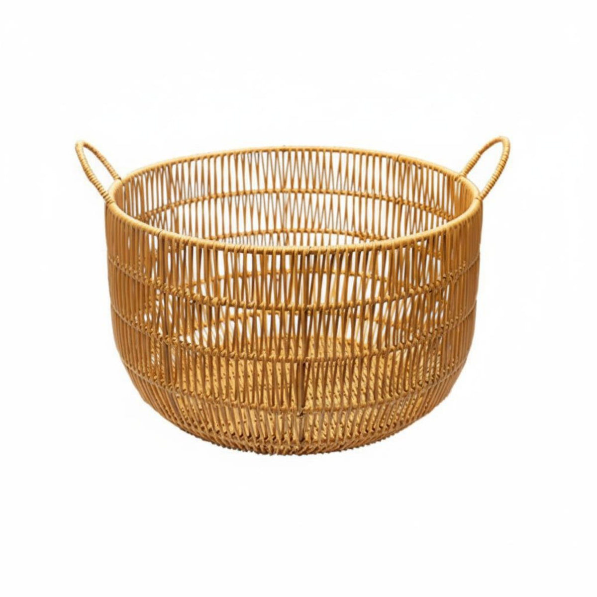 Waterproof Woven Plastic Laundry Basket Sturdy Woven Laundry Basket Ventilated Design Imitation Rattan Storage Bin Handwoven for Bathroom, Bedroom, Living Room