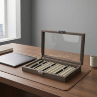 Wood Pen Box with Glass Lid Wooden Display Case Pen Display Box Organized for Office