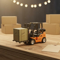 Pull Back Die-Cast Forklift Toy Mixed Material Forklift Toy Gift Box Packaging Mini Construction Vehicle Model Effortless Rolling for Boys, Kids