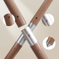 Lightweight Wood Grain Aluminum Tent Poles for Outdoor Camping Tarp Awning, Portable 2.4m